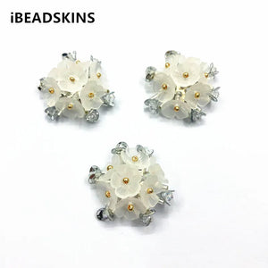 26mm 20pcs Clear Hand Weave Flower for DIY Earrings, Hairpins, Jewelry Parts