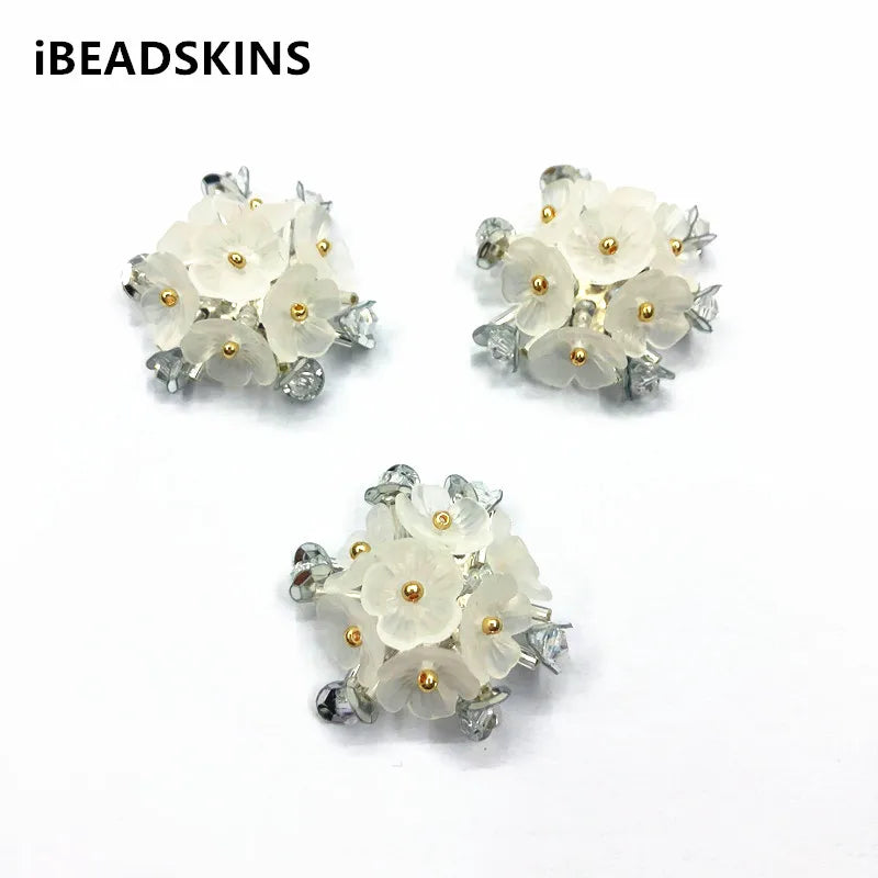 26mm 20pcs Clear Hand Weave Flower for DIY Earrings, Hairpins, Jewelry Parts