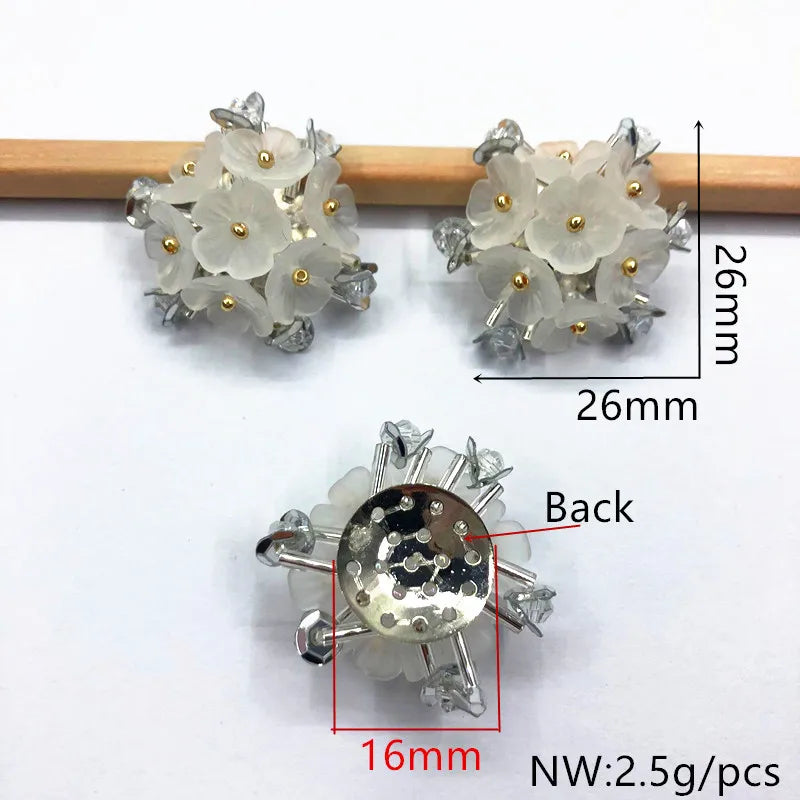26mm 20pcs Clear Hand Weave Flower for DIY Earrings, Hairpins, Jewelry Parts
