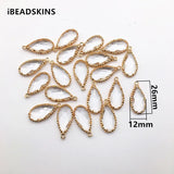 Copper and Glass Drop Earring Charms - 50pcs/26x12mm