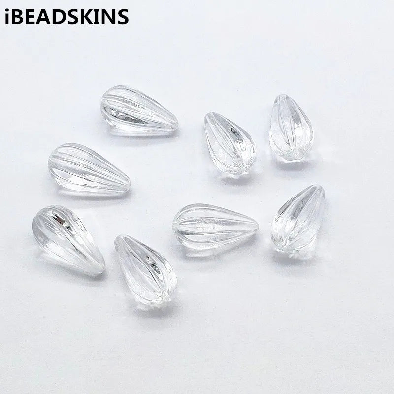 Clear Acrylic Stripe Drop Shape Beads 190pcs for Earrings Hand Jewelry