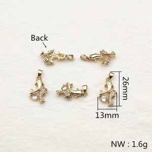 26x13mm 30pcs CZ Fish Charm for Earrings DIY, Jewelry Findings