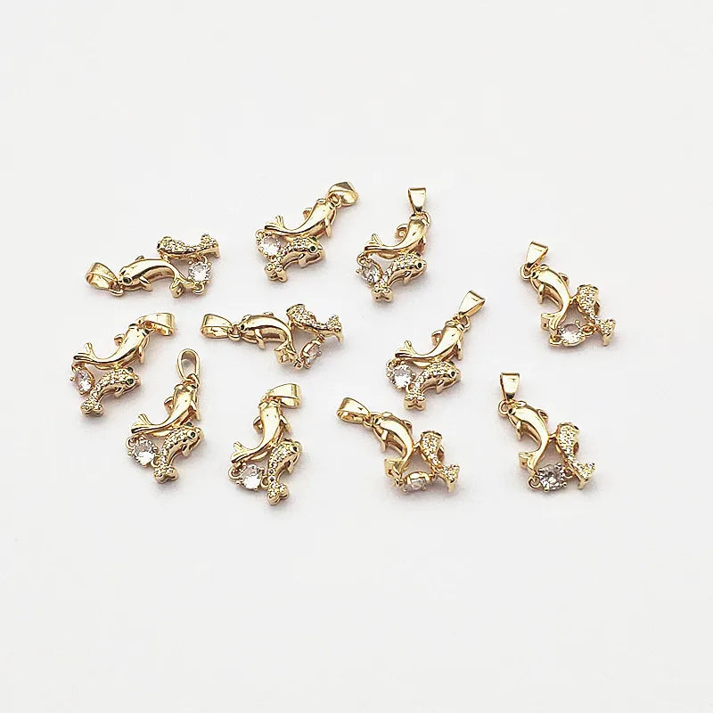 26x13mm 30pcs CZ Fish Charm for Earrings DIY, Jewelry Findings