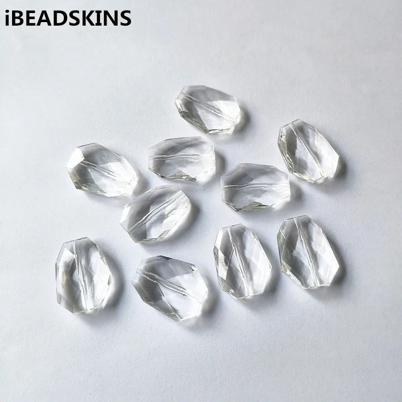 190pcs Clear Acrylic Faceted Polygon Beads Necklace Earrings Jewelry DIY
