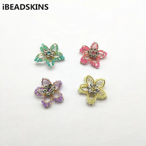 30pcs Hand Weave Mini Glass Flower Charm for Earrings DIY