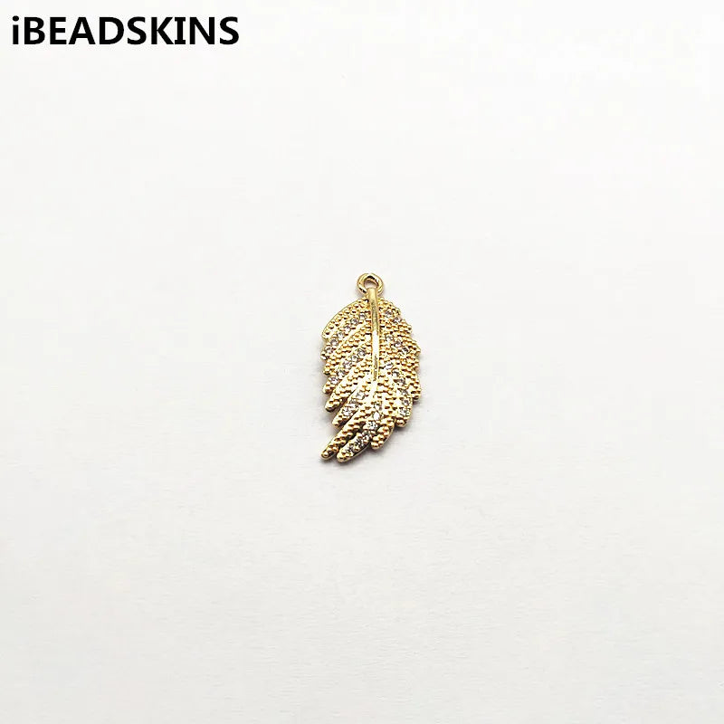 30pcs Leaves Shape Copper Charm for Earrings Necklace DIY