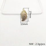 30pcs Leaves Shape Copper Charm for Earrings Necklace DIY
