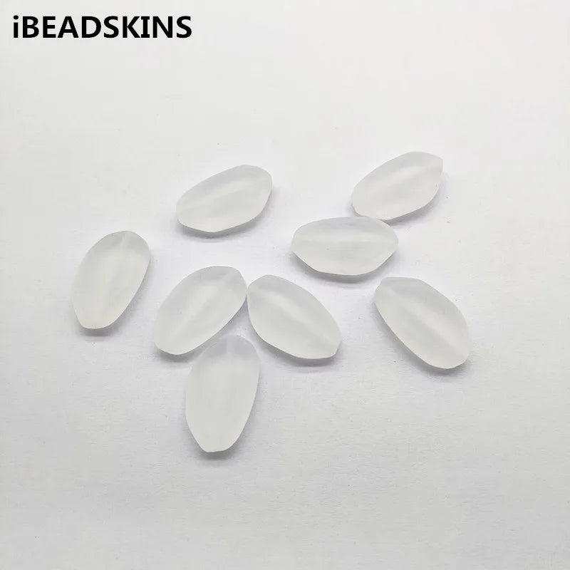 200pcs Clear Frosted Acrylic Oval Shape Beads for Jewelry DIY