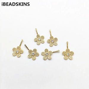 Copper/Zircon Flower Charm 20pcs for Earrings DIY