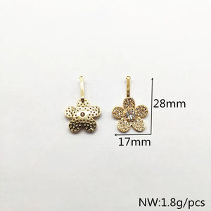 Copper/Zircon Flower Charm 20pcs for Earrings DIY