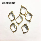 Copper Glass Rhombus-Shaped Connector for Jewelry DIY - 50pcs