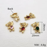 Copper/Crystal Bear Shape Charm for DIY Ear Jewelry Making 40pcs