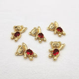 Copper/Crystal Bear Shape Charm for DIY Ear Jewelry Making 40pcs