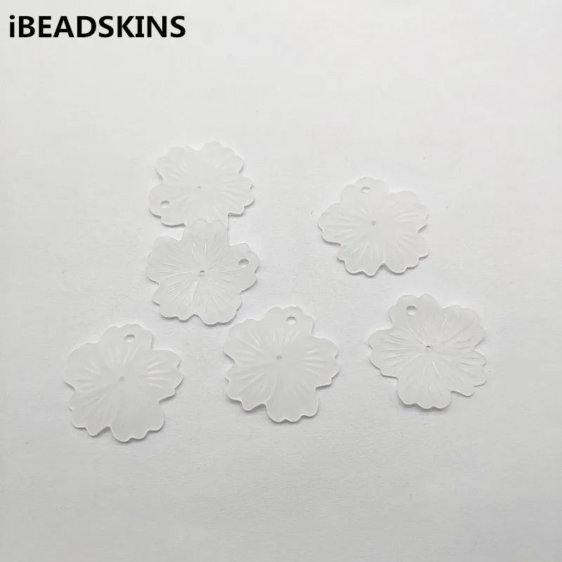 Clear Frosted Flower Acrylic Beads for Jewelry Making