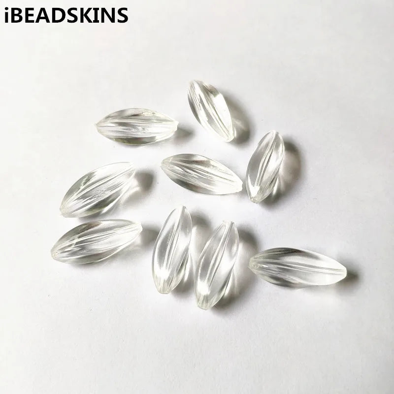 220pcs Clear Long Twist Shape Beads for Jewelry Making