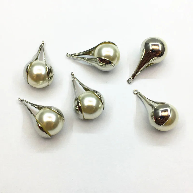 50pcs Copper/Imitation Pearls Drop Charm for Jewelry DIY