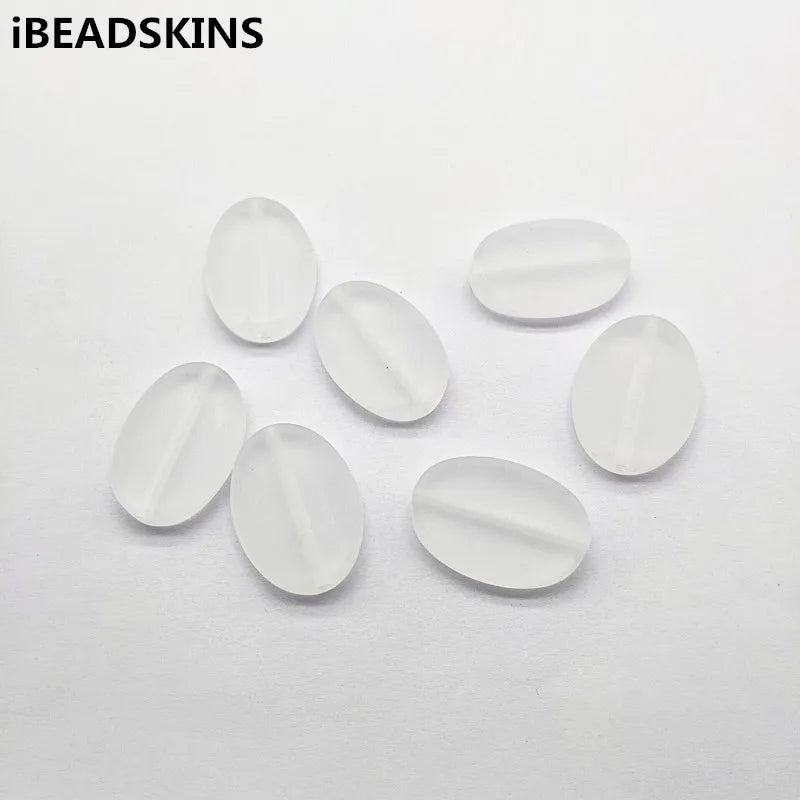 168pcs Clear Frosted Oval Shape Beads for DIY Jewelry