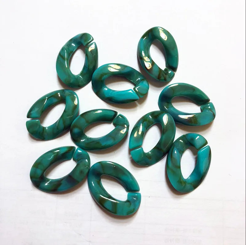 Acrylic Marble Effect Oval Chain Beads for Jewelry Making