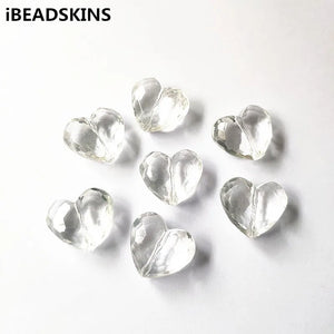 Clear Heart Shape Beads for Necklace/Earrings DIY