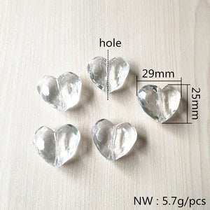 Clear Heart Shape Beads for Necklace/Earrings DIY