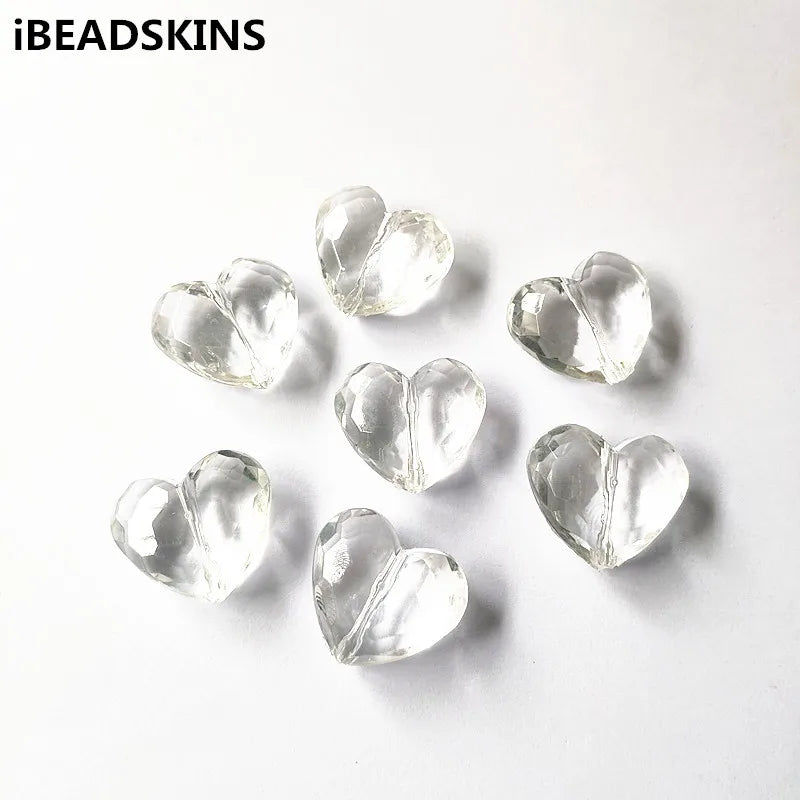 Clear Heart Shape Beads for Necklace/Earrings DIY