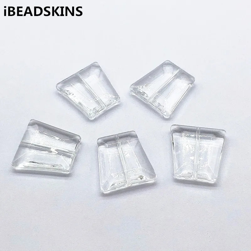 Trapezoid Shape Beads for Earrings Parts - 100pcs Clear Acrylic