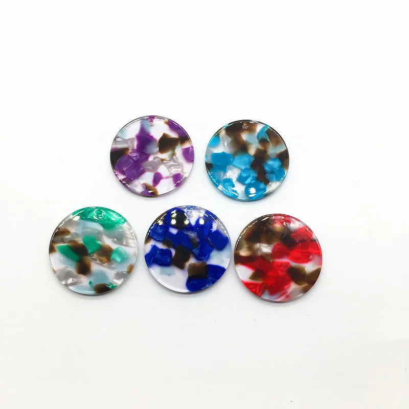 30/35mm Acetic Acid Coin-Shaped Charms for Earrings - 50pcs/lot