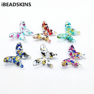 30mm 100pcs Butterfly Charm with Sequins for DIY Earrings