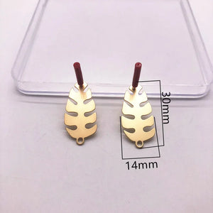 Feather-Shaped Stud Earring 100pcs/Lot for Jewelry DIY