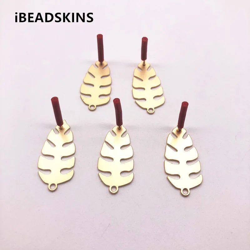 Feather-Shaped Stud Earring 100pcs/Lot for Jewelry DIY