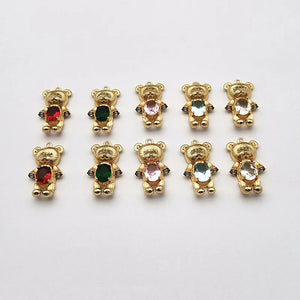 Copper/Crystal Bear Shape Charm for Earring DIY Making - Set of 40