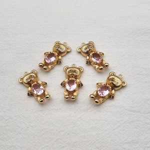 Copper/Crystal Bear Shape Charm for Earring DIY Making - Set of 40