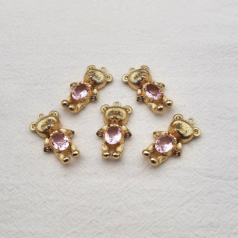 Copper/Crystal Bear Shape Charm for Earring DIY Making - Set of 40