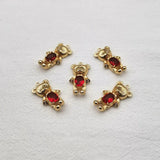 Copper/Crystal Bear Shape Charm for Earring DIY Making - Set of 40