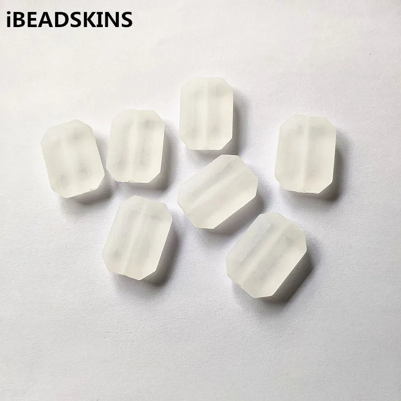 100pcs Frosted Clear Acrylic Rectangle Beads for Earrings DIY