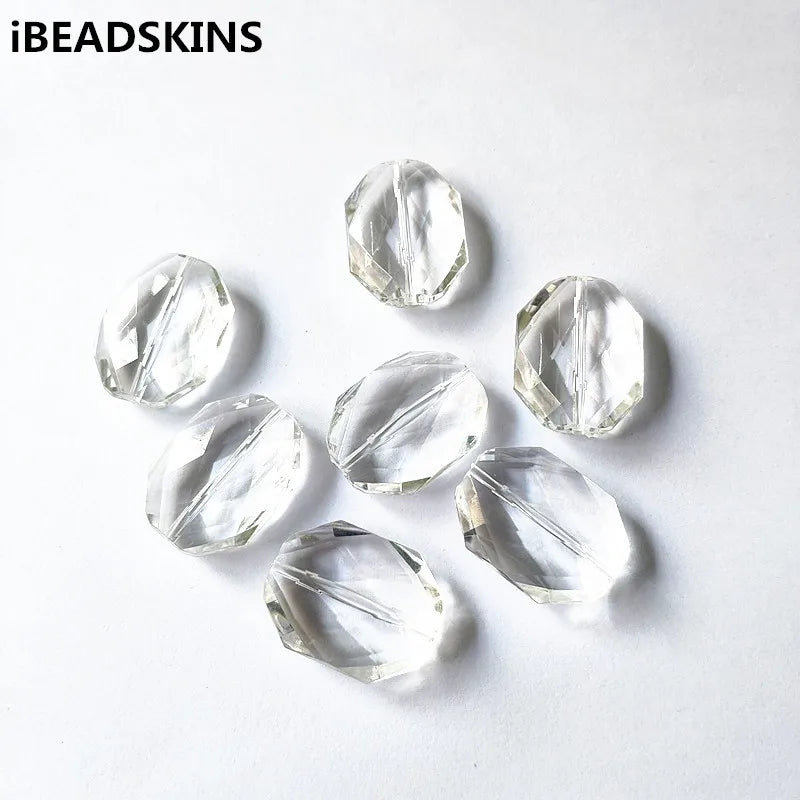 Clear Acrylic Faceted Polygon Beads for Jewelry Making