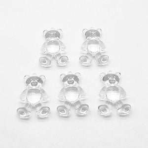 Clear Acrylic Bear Shape Beads for Earrings DIY, 120pcs