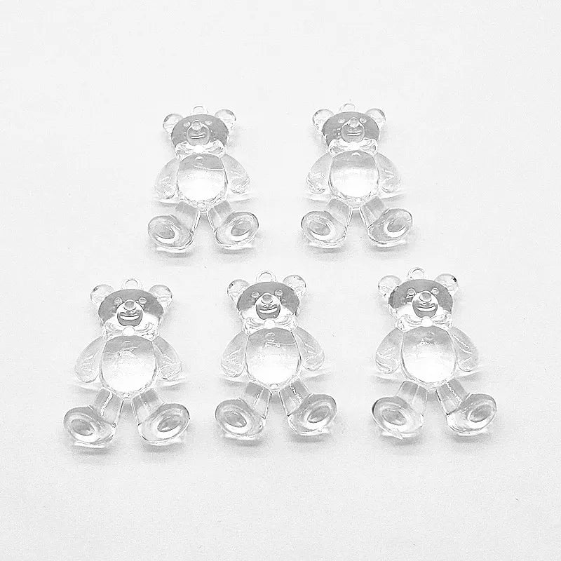 Clear Acrylic Bear Shape Beads for Earrings DIY, 120pcs