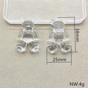 Clear Acrylic Bear Shape Beads for Earrings DIY, 120pcs