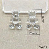 Clear Acrylic Bear Shape Beads for Earrings DIY, 120pcs