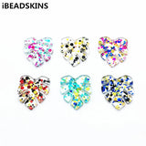 30x26mm 100pcs Feather Charm with Sequins for DIY Earrings