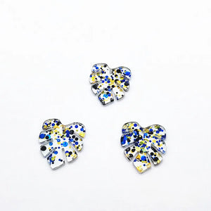30x26mm 100pcs Feather Charm with Sequins for DIY Earrings
