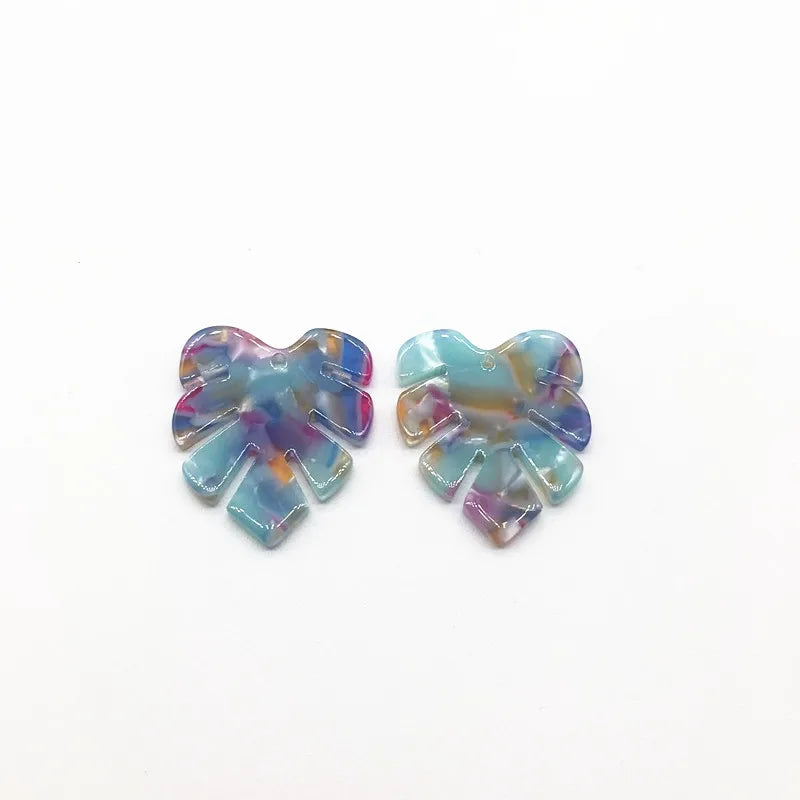 30x26mm 50pcs/lot Acetic Acid Feather Shape Charm for Earrings Accessories