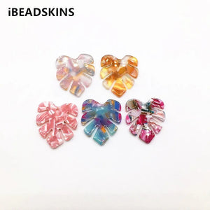 30x26mm 50pcs/lot Acetic Acid Feather Shape Charm for Earrings Accessories