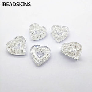 Heart Charm Earrings Findings with Built-in Pearls, 30pcs