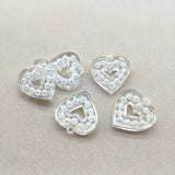 Heart Charm Earrings Findings with Built-in Pearls, 30pcs