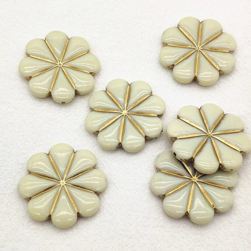 Bronzing Effect Flower Beads for DIY Jewelry, 120pcs