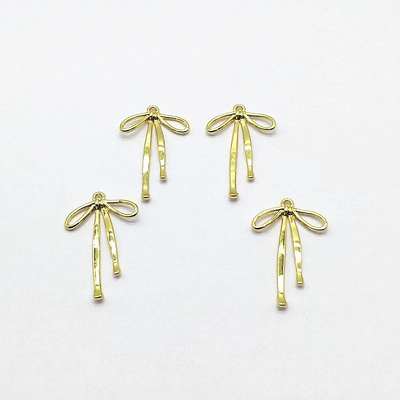 Zinc Alloy Bow Charm Earring DIY Parts 33x20mm 100pcs