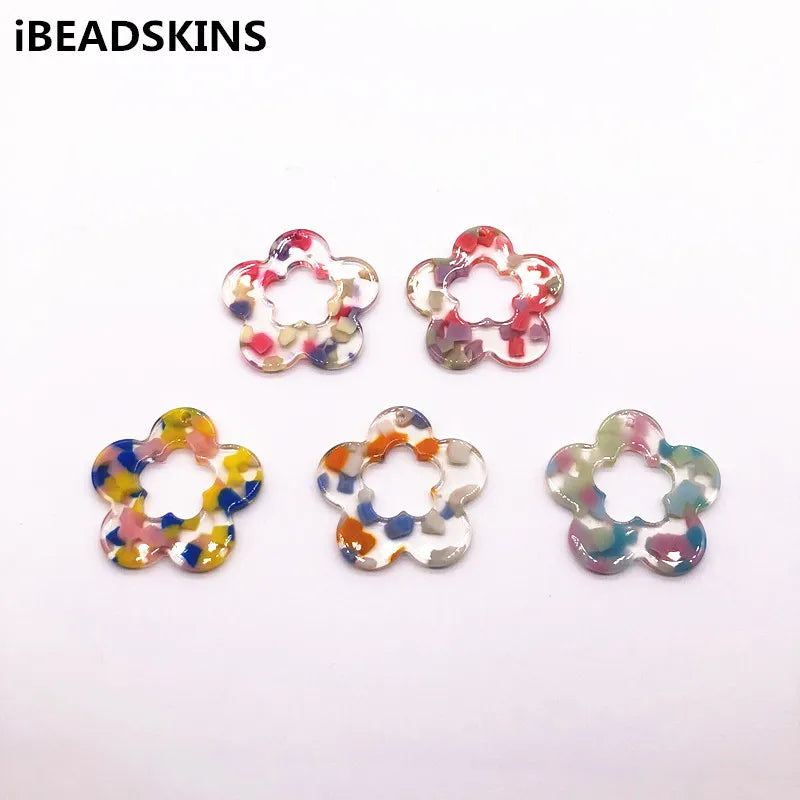 50pcs Acetic Acid Flower Charms for Earrings - Jewelry Findings