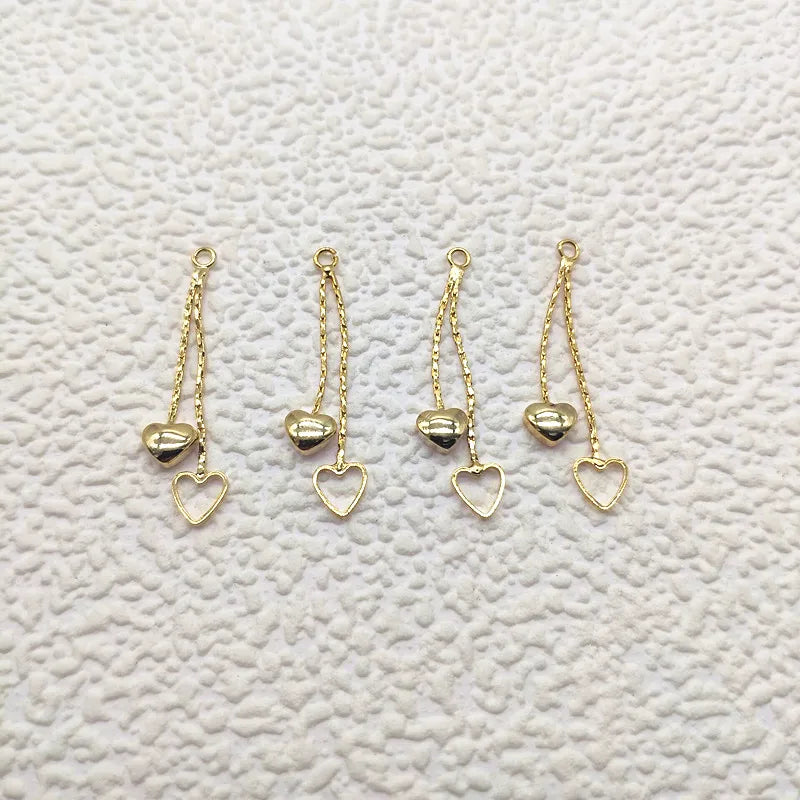 Real Heart/Chain Charm Earring DIY - 40pcs 33x6mm Plating Findings
